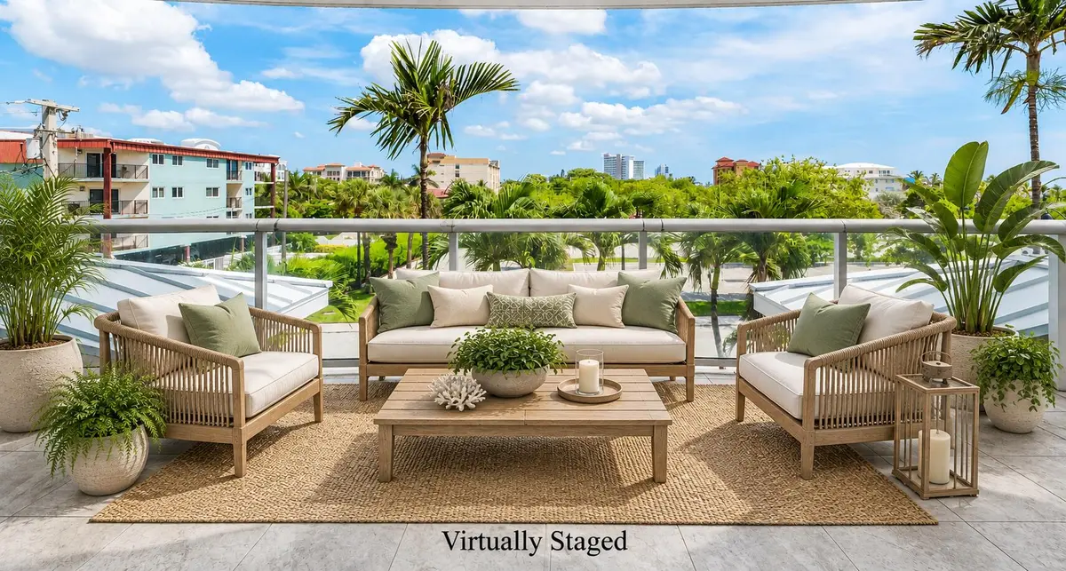 Virtually Staged Tropical Balcony Retrea at 2051 SE 3rd Street 307, Deerfield Beach