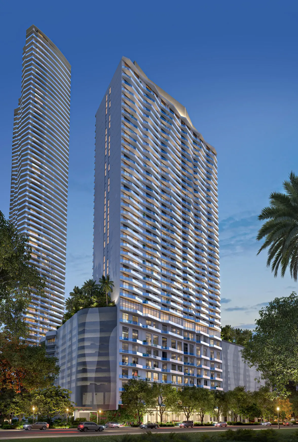 VICEROY-BRICKELL_Tower-South-Facade-with at 77 SE 5th Street 4115, Miami