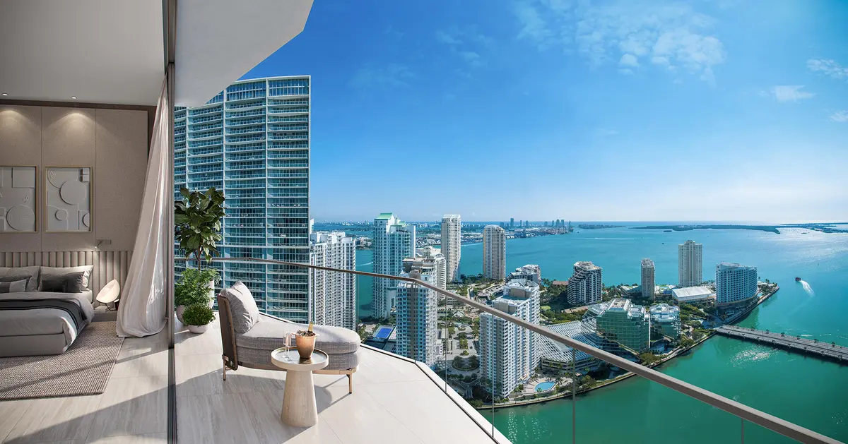 VICEROY-BRICKELL_Bedroom-Balcony_SE-Day- at 77 SE 5th Street 4115, Miami