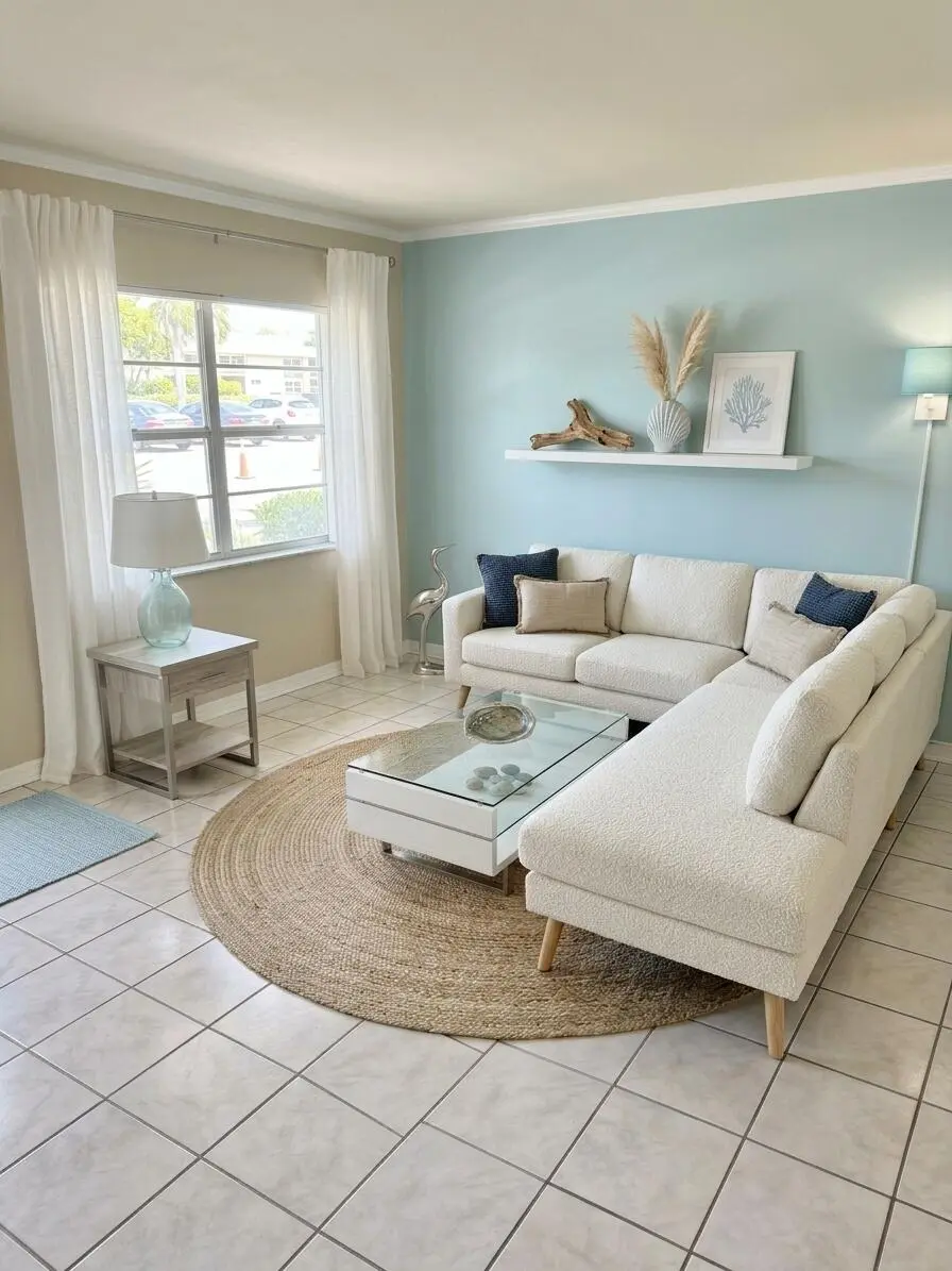 VIRTUAL Living Room 1 at 6 Abbey Lane 104, Delray Beach