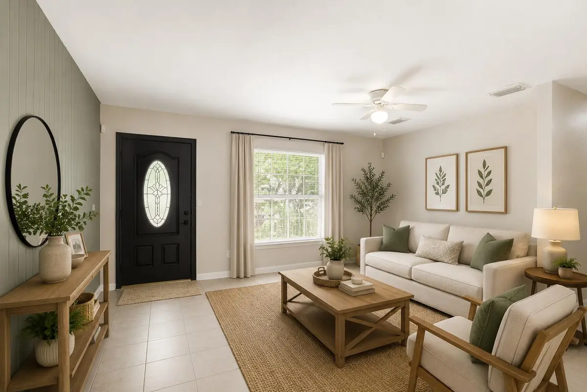 AI virtual design - Living room entrance at 2443 2nd Place, Vero Beach