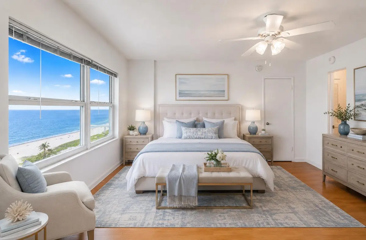 furnished bedroom 2 at 111 N Pompano Beach Boulevard 1611, Pompano Beach