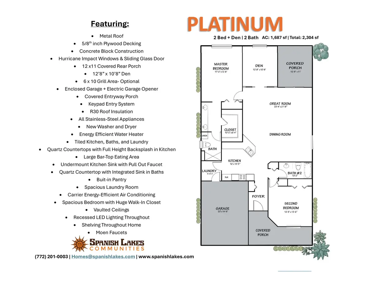 Floorplan and Features- Platinum at 10 San Juan Lane, Port St. Lucie