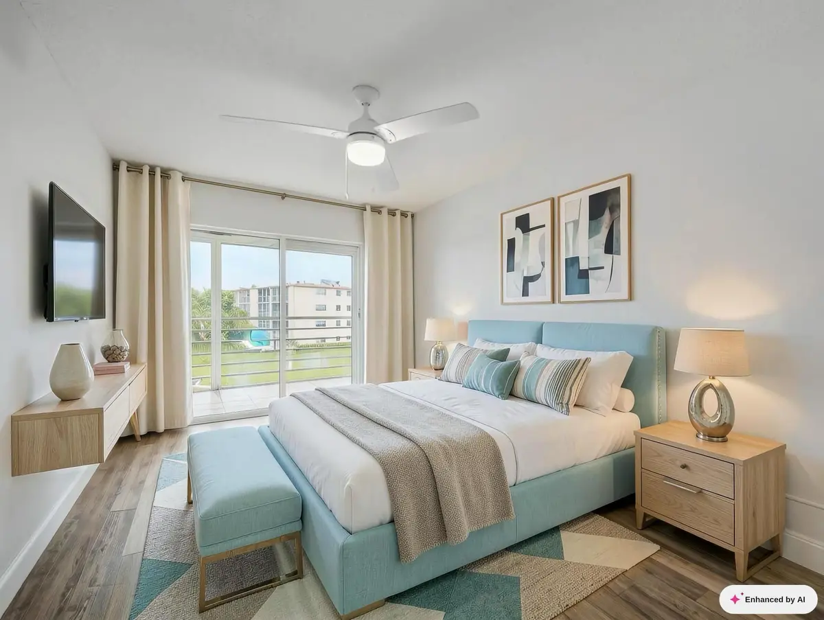 Primary Bedroom Staged at 3038 GUILDFORD C 3038, Boca Raton