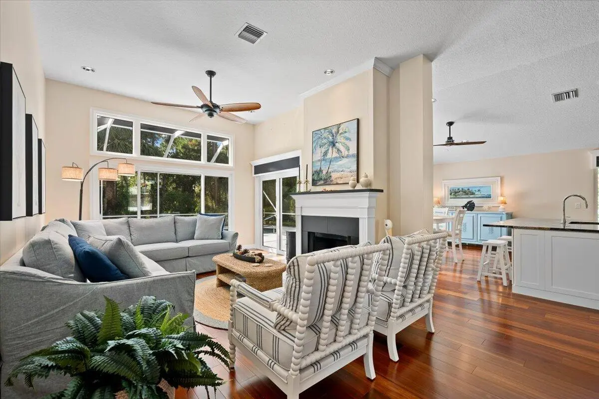 Living Room & Fireplace at 7990 SE Mammoth Drive, Hobe Sound