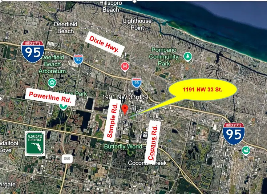 Location Map at 1991 NW 33rd Street, Pompano Beach