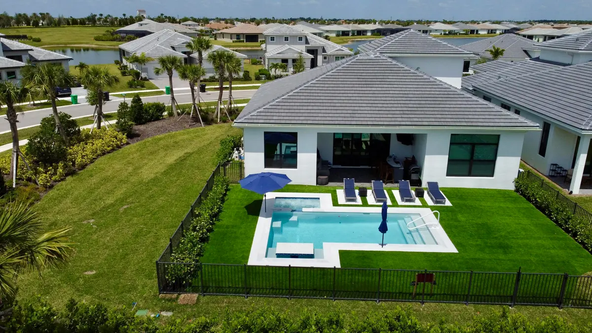 Aerial pool home at 9221 SW Esule Way, Port St. Lucie