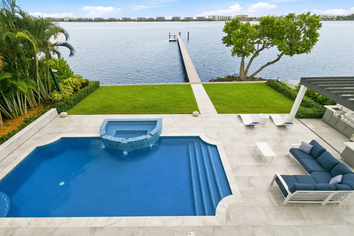 Pool and Water View at 3 Lakeside Palms Court, Lake Worth Beach