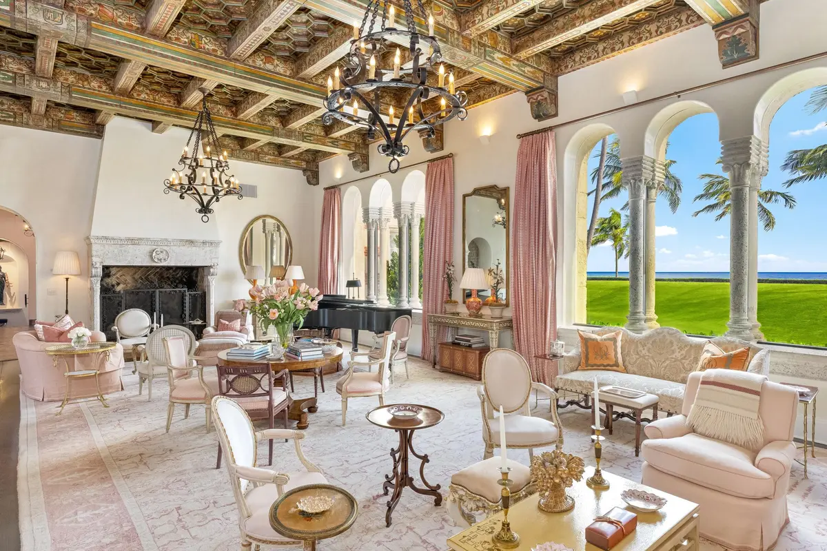 Formal Living at 920 S Ocean Boulevard, Palm Beach