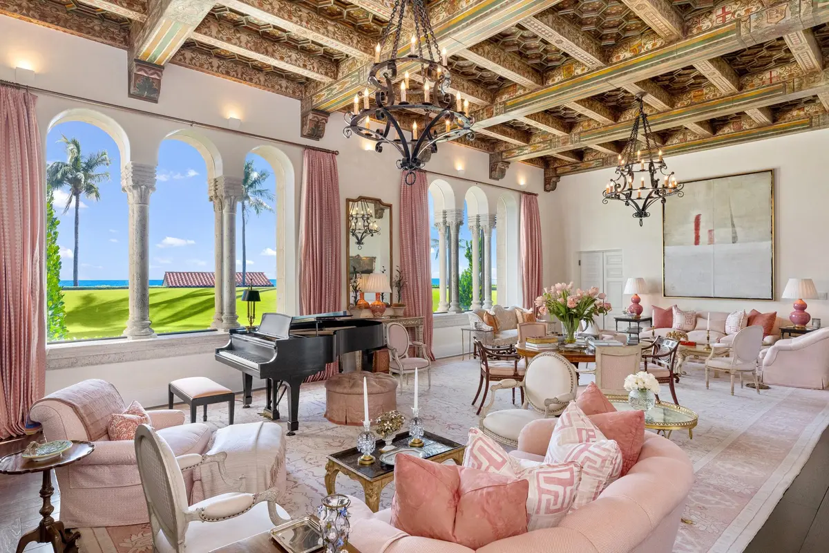 Formal Living at 920 S Ocean Boulevard, Palm Beach