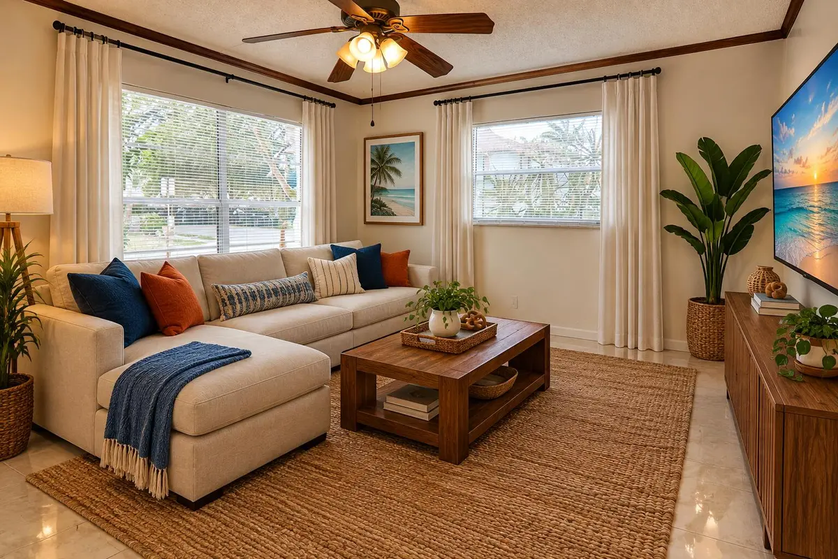 Living Room Staged at 6636 SW 41st Street, Davie