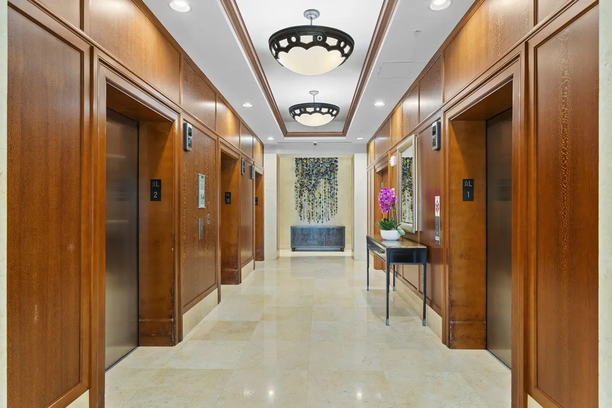 Recently upgraded lobby-level elevators at 347 N NEW RIVER Drive 1005, Fort Lauderdale