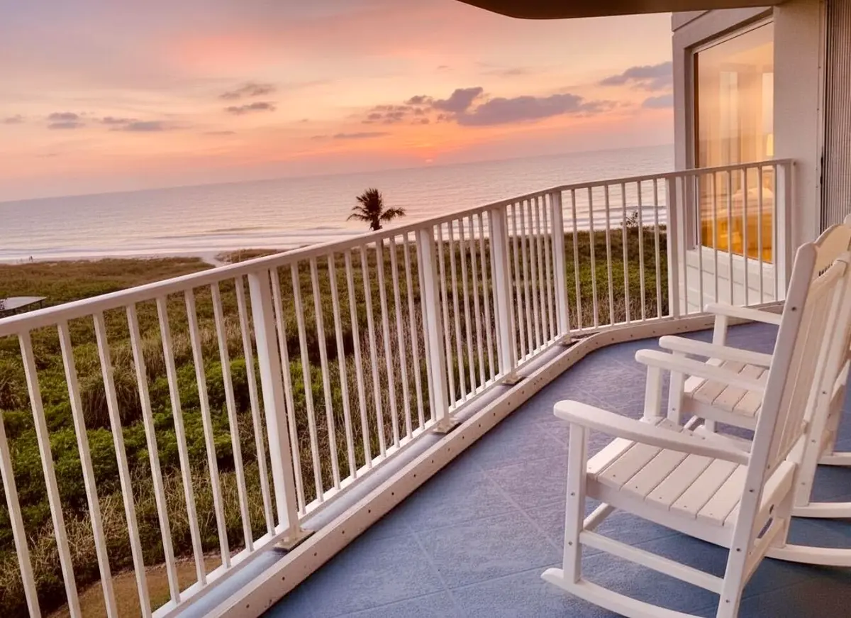Balcony view twilight at 2700 N HIGHWAY A1A 702, Fort Pierce