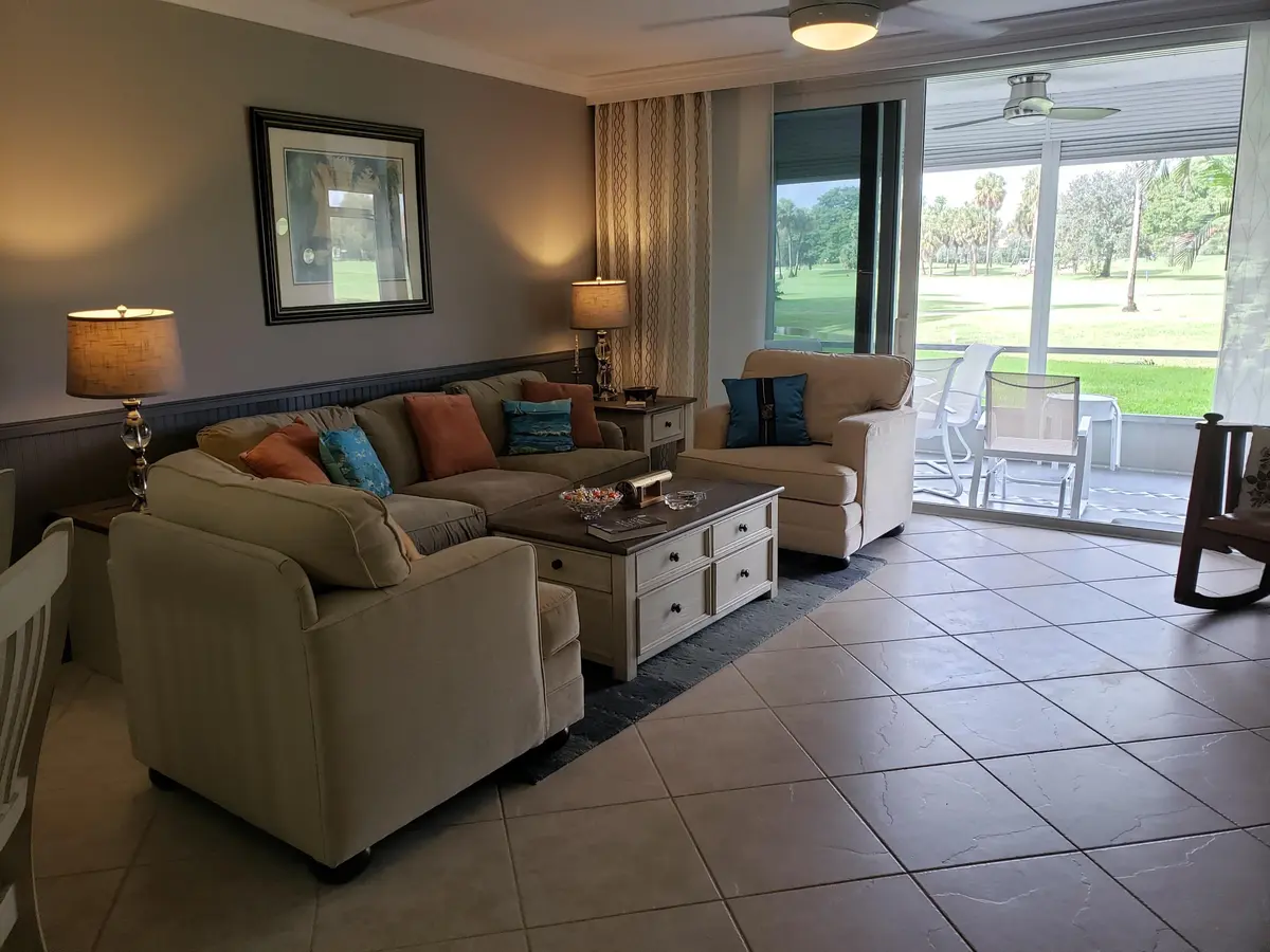 Living Room Facing Gold Course at 3980 Oaks Clubhouse Drive 101, Pompano Beach