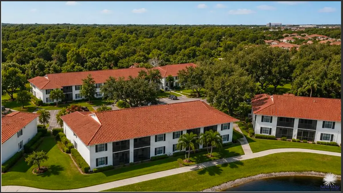 Aerial of Updated Look Coming in 2027 at 1701 Sabal Ridge Circle D, Palm Beach Gardens