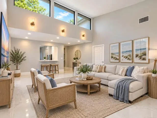 Virtual Staged Living Staged at 2105 DEER CREEK WOODLANDS Way, Deerfield Beach