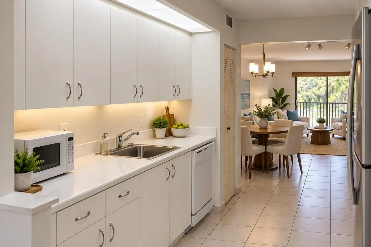 4-kitchen_dining_living_balcony_staged at 13700 SW 11TH Street 210A, Pembroke Pines
