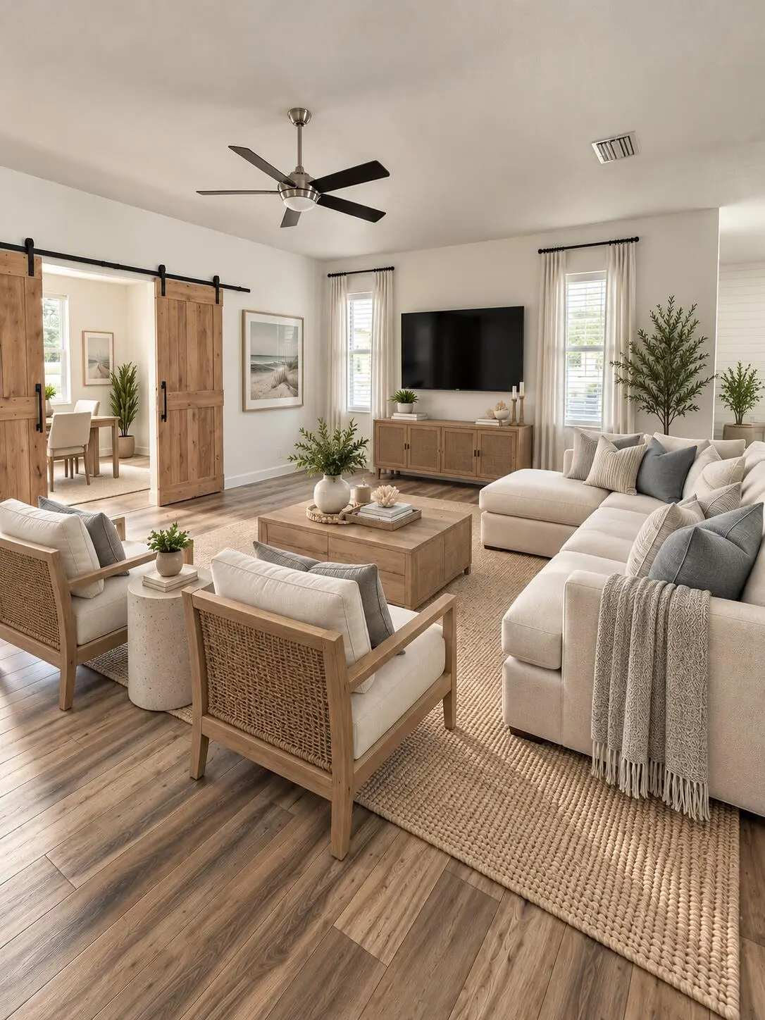 AI staged family room at 5135 NW ALJO Circle, Port St. Lucie