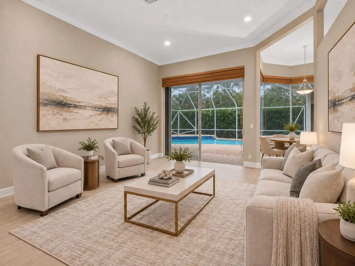 Living Room - Virtually Staged at 77 NW 108TH Way, Plantation