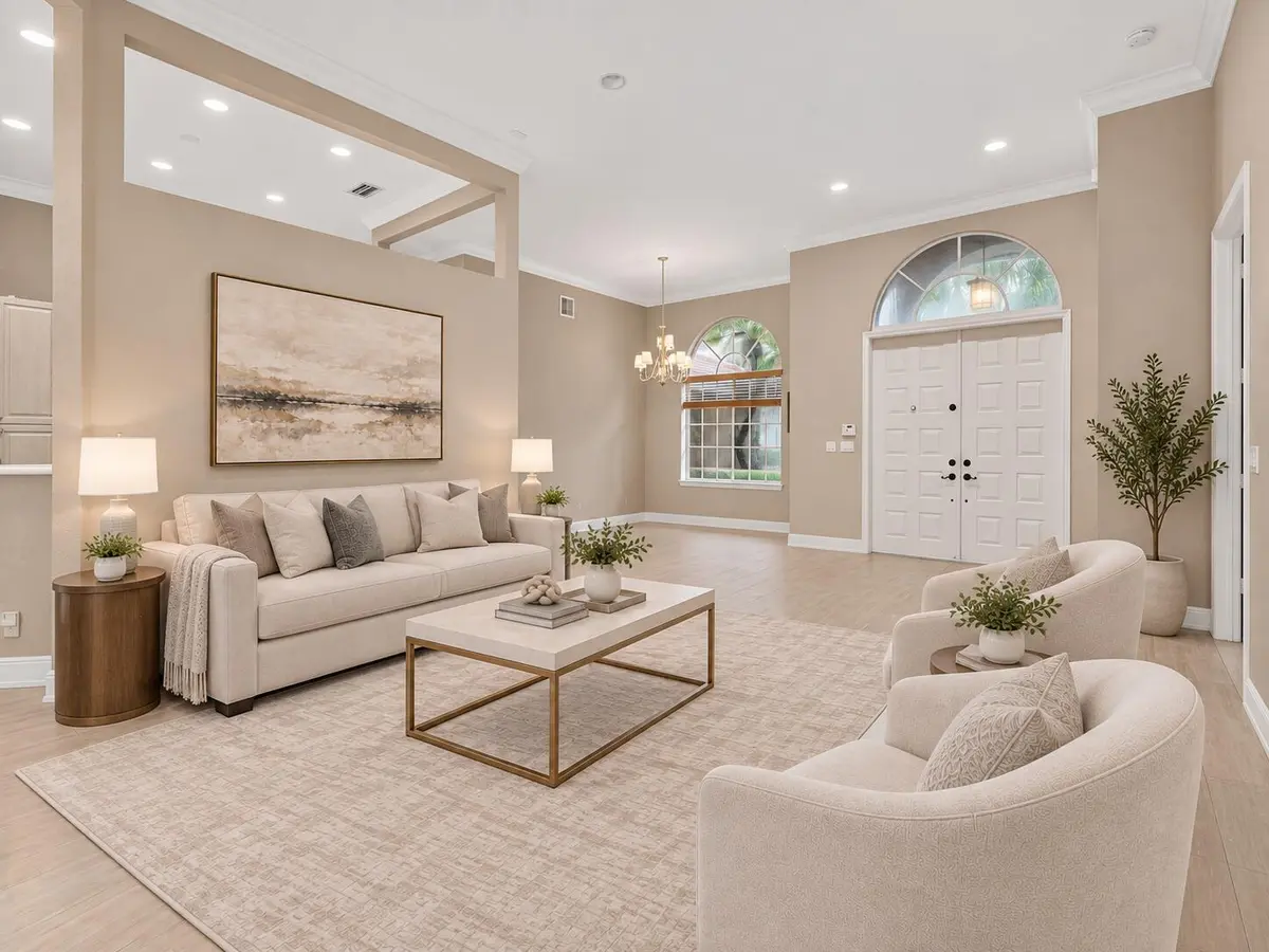 Living Room - Virtually Staged at 77 NW 108TH Way, Plantation
