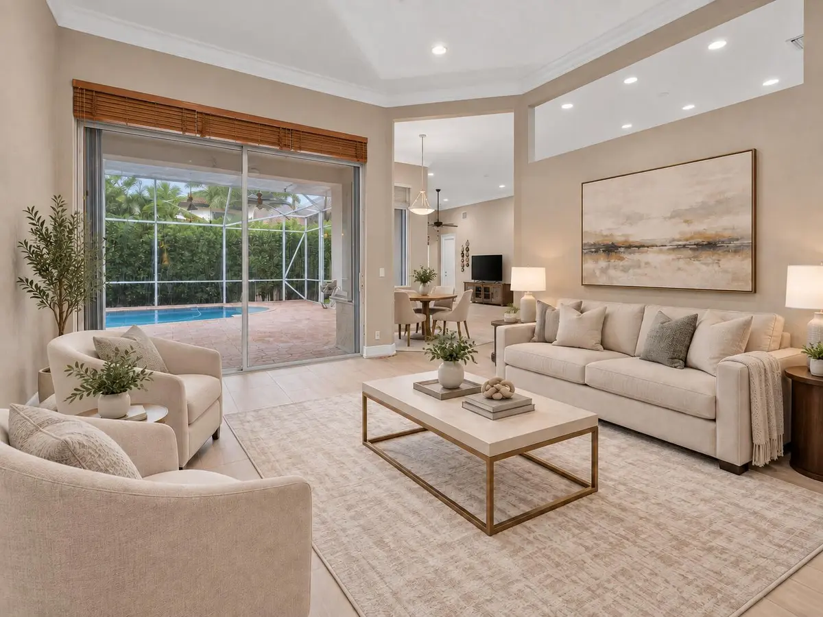 Living Room - Virtually Staged at 77 NW 108TH Way, Plantation