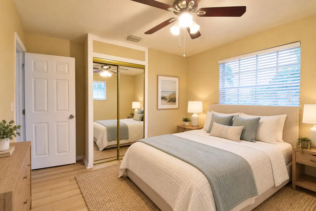 Virtually staged bedroom at 2032 WORTHINGTON Road, West Palm Beach