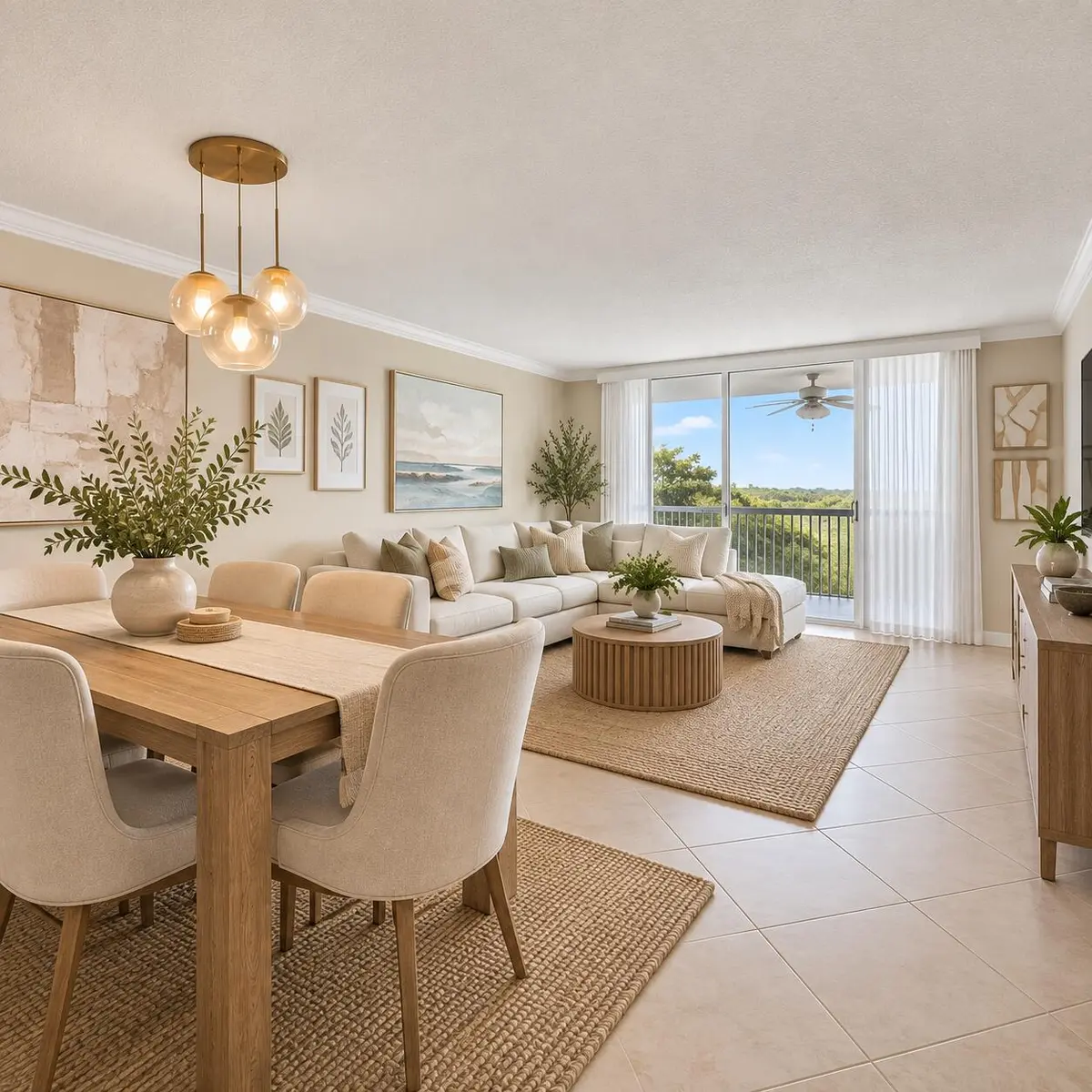 AI Rendered Living Room at 3080 N Course Drive 501, Pompano Beach