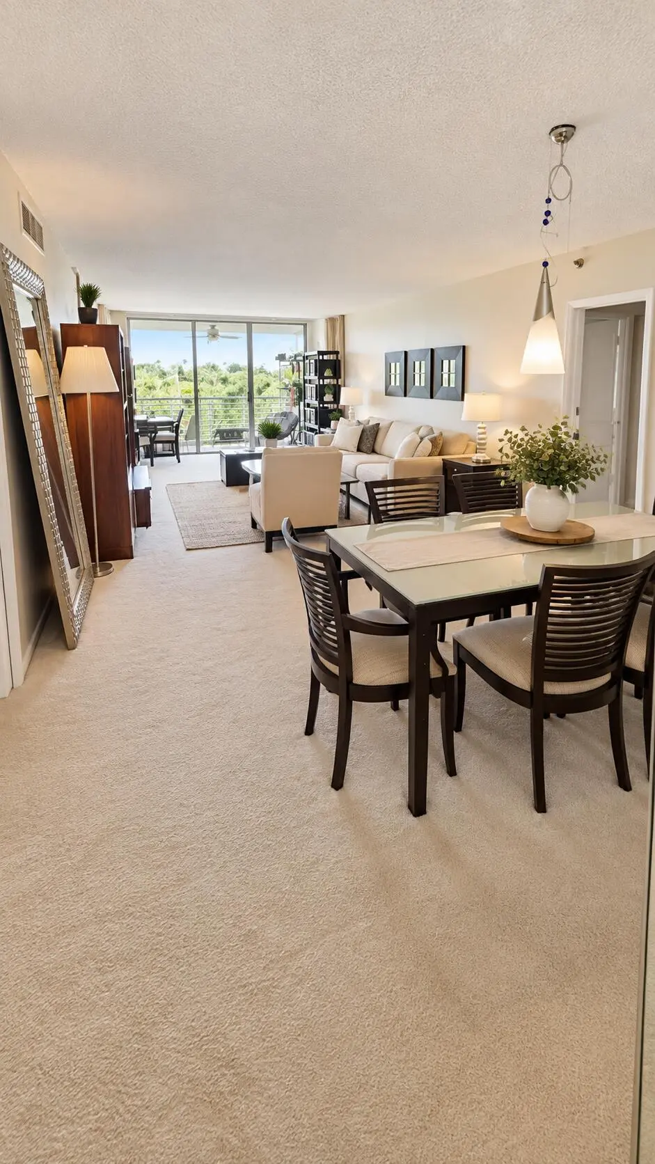 Living & Dining Area at 3510 OAKS Way 408, Pompano Beach