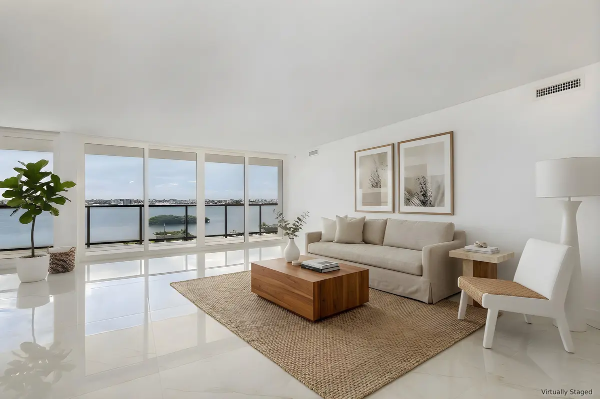 Virtually Staged Living Room at 3440 S OCEAN Boulevard 606N, Palm Beach