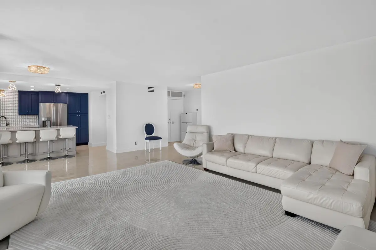 Living Room open to renovated kitchen at 2000 S Ocean Boulevard 16b, Boca Raton