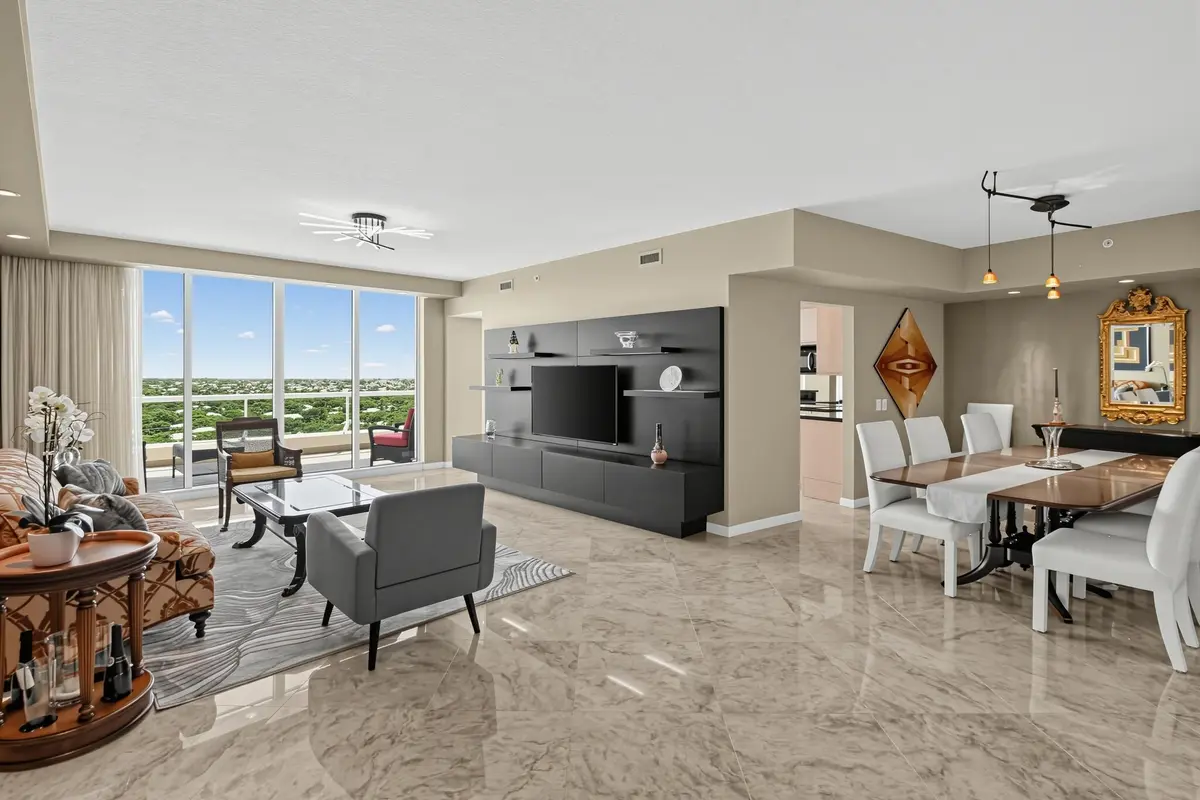 Large living and dining areas at 411 N New River Drive 1903, Fort Lauderdale