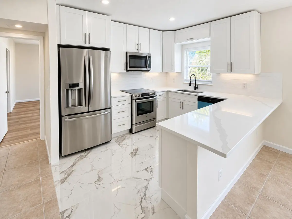 Bright Modern Kitchen with Marble Accent at , Boca Raton