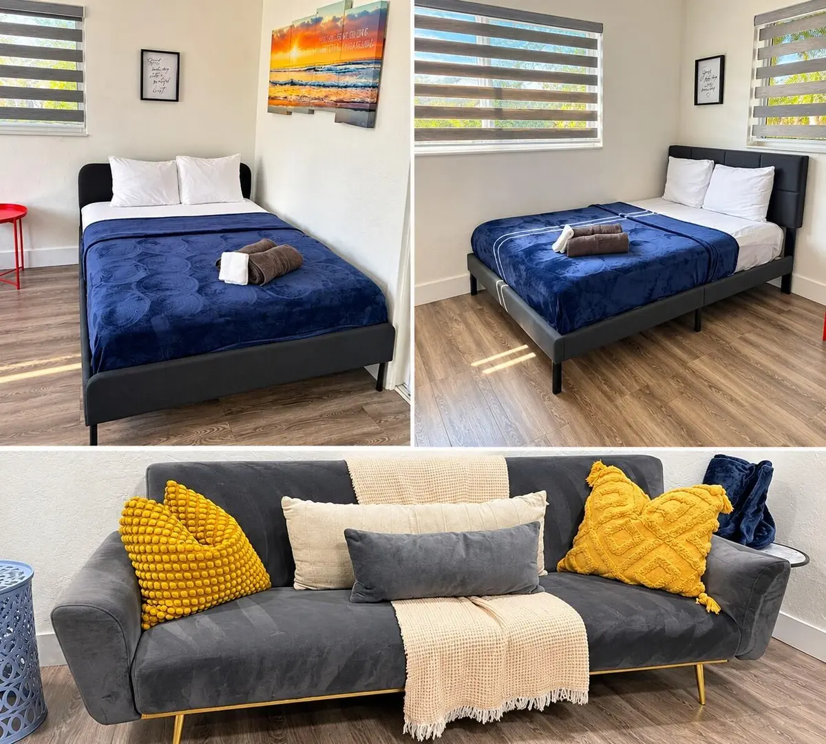 Modern Bedroom and Cozy Sofa Collage at 1232 SW 30TH Place 1230, Miami