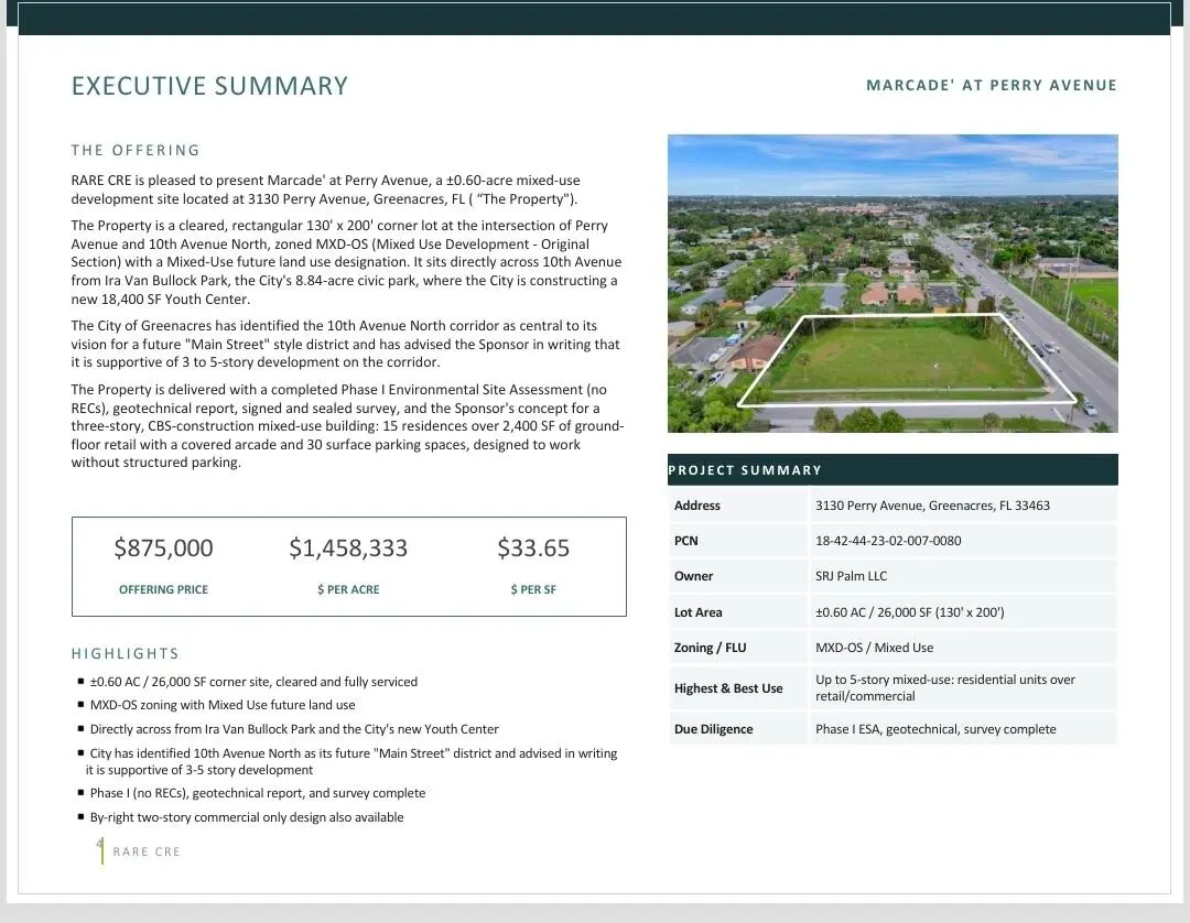 Executive Summary Page 4 at 3130 PERRY Avenue, Greenacres