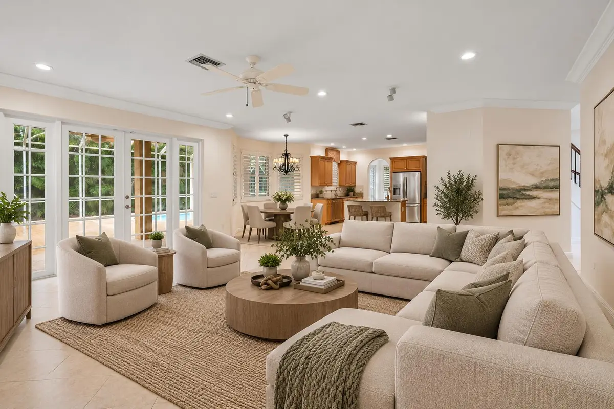 Modern Coastal Living Room Retreat at 6395 Stonehurst Circle, Lake Worth