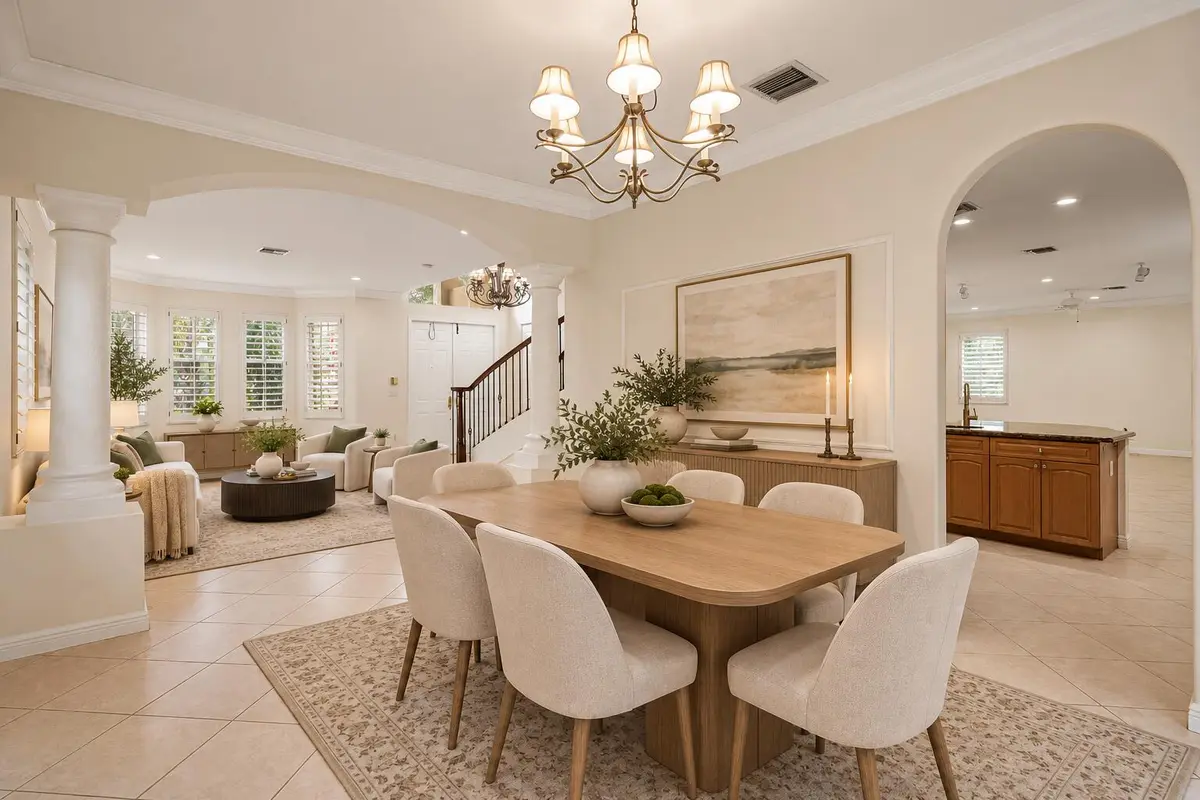 Warm Neutral Open-Plan Dining and Living at 6395 Stonehurst Circle, Lake Worth