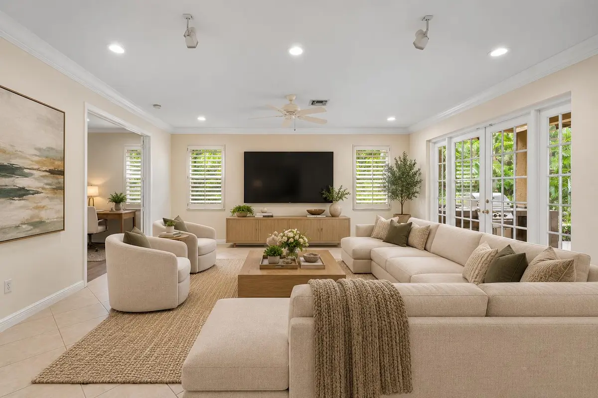 Coastal Neutral Living Room Retreat at 6395 Stonehurst Circle, Lake Worth