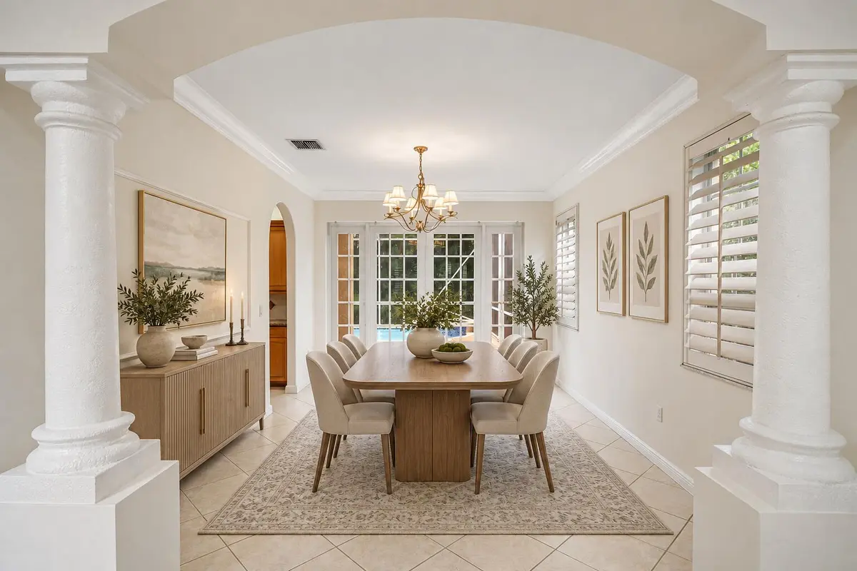 Elegant Neutral Dining Room Retreat at 6395 Stonehurst Circle, Lake Worth