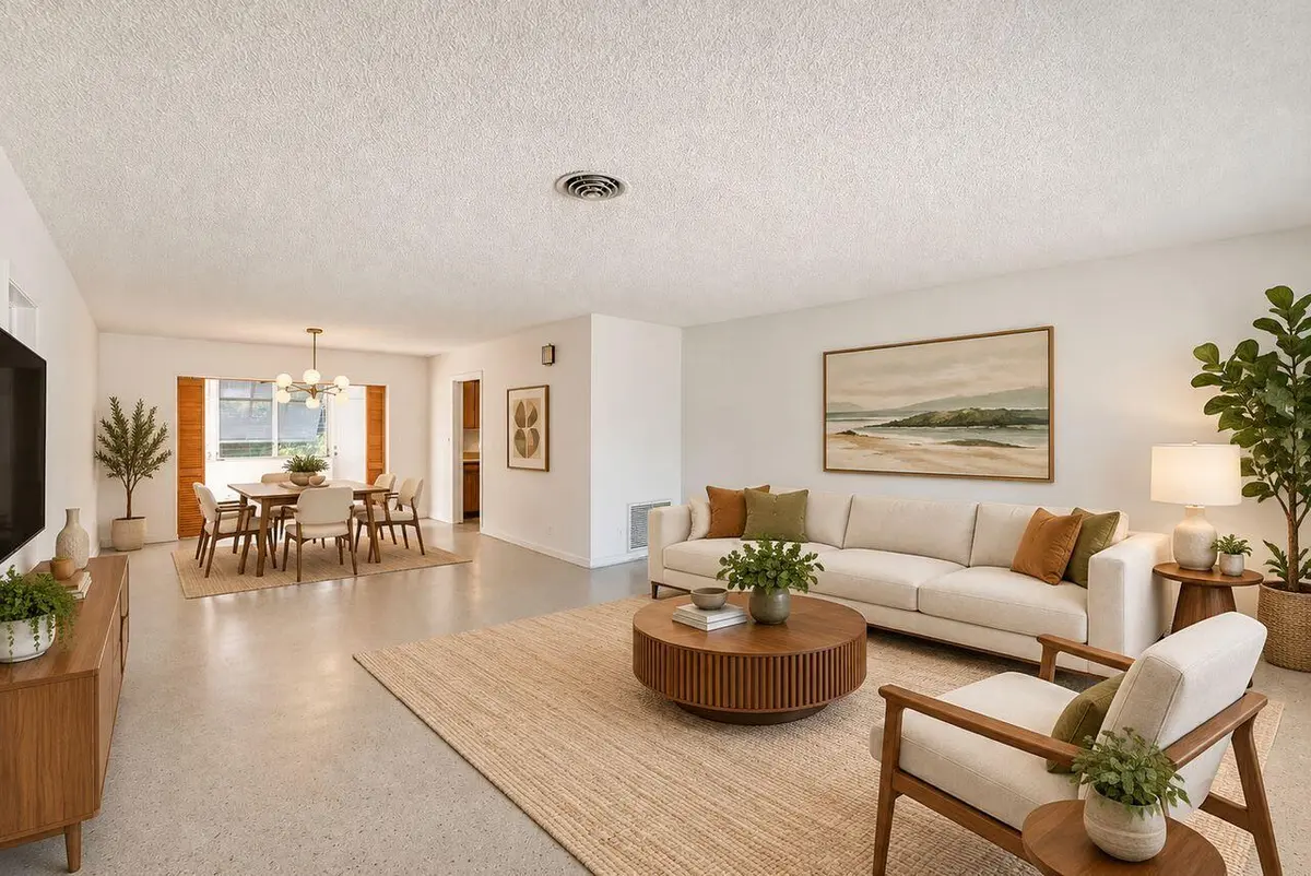 Virtually Staged Living / Dining Room at 102 NW 12TH Street, Delray Beach