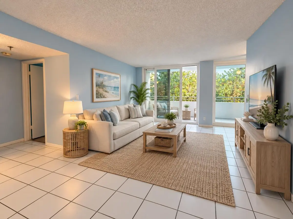 living room 1 at 1500 N Ocean Boulevard 203, Pompano Beach