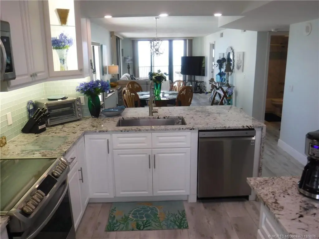 Kitchen with view to ocean at 7380 S Ocean Drive 517, Jensen Beach